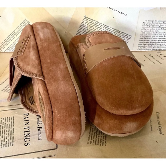 Free People Mulholland Platform Loafer Slide Mule Tan Brown Suede - Picture 6 of 7